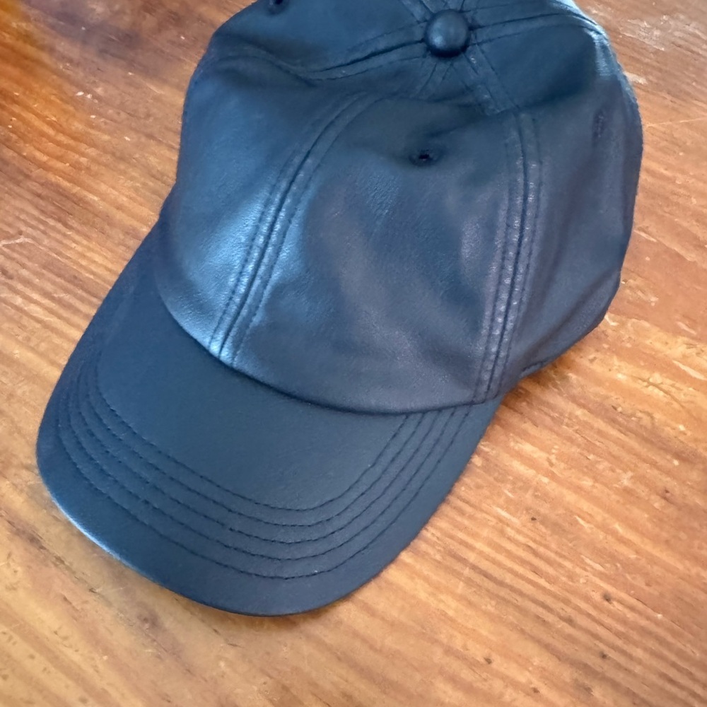 GAP Black Faux Leather Baseball Cap - Picture 2 of 3